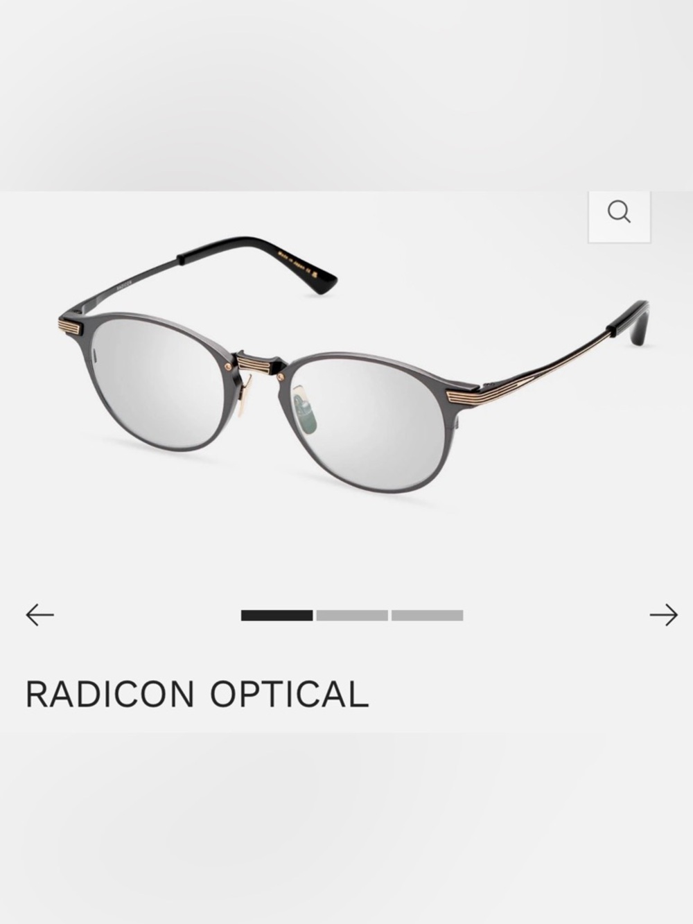 DITA Radicon Optical Sunglasses in Gunmetal with Gold Accents